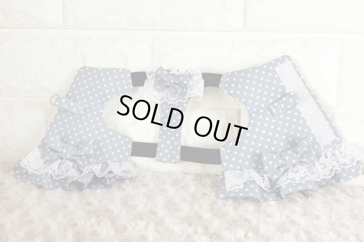 画像4: ワンタッチハーネス　水玉ブルー (4)