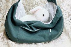 画像1: うさぎ用スリング＆抱っこ紐　グリーン (1)